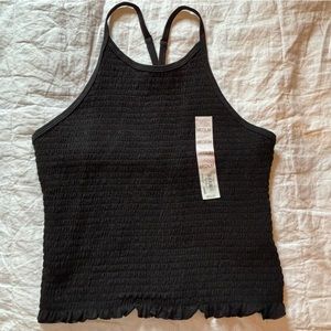 Brand new, Black high neck racer back crop top, women’s medium, snug fit!